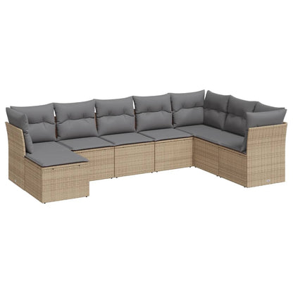 Set Divano da Giardino 8 pz con Cuscini Beige in Polyrattan | homemem39