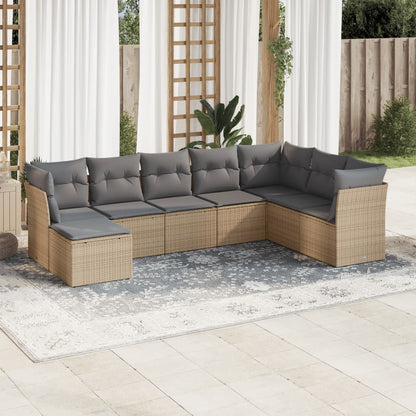 Set Divano da Giardino 8 pz con Cuscini Beige in Polyrattan | homemem39