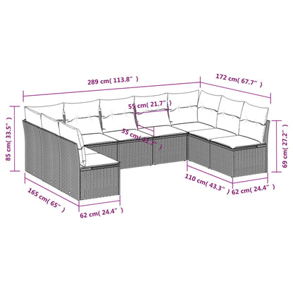 Set Divano da Giardino 9 pz con Cuscini Beige in Polyrattan | homemem39