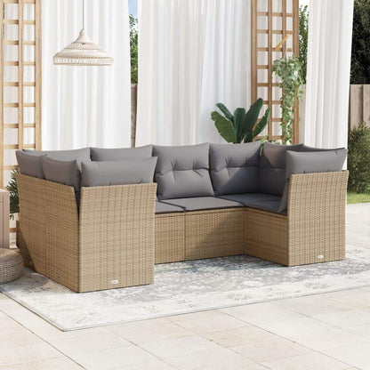 Set Divano da Giardino 6 pz con Cuscini Beige in Polyrattan - homemem39