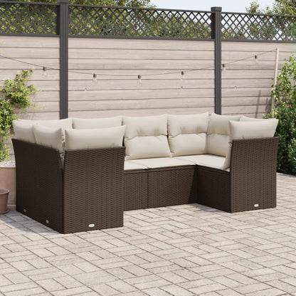 Set Divano da Giardino 6 pz con Cuscini Marrone in Polyrattan - homemem39