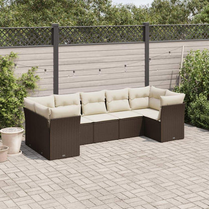 Set Divani da Giardino 7 pz con Cuscini Marrone in Polyrattan - homemem39