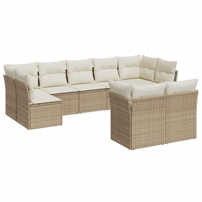Set Divano da Giardino 9 pz con Cuscini Beige in Polyrattan - homemem39