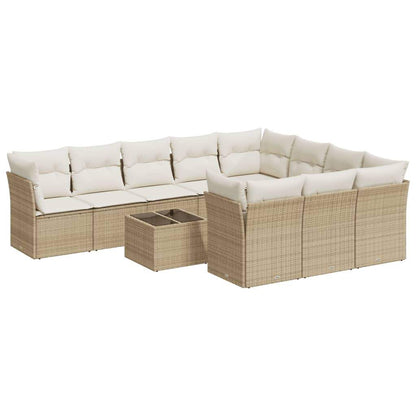 Set Divani da Giardino 11 pz con Cuscini Beige in Polyrattan - homemem39