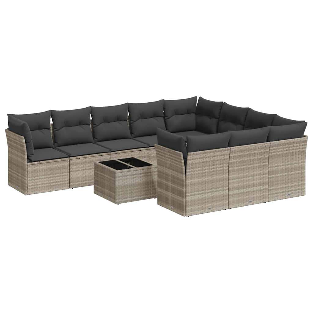 Set Divani da Giardino 11 pz con Cuscini in Polyrattan Grigio - homemem39