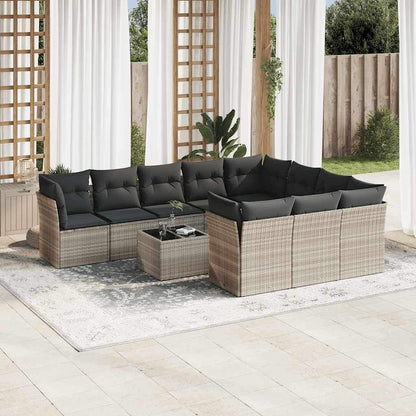 Set Divani da Giardino 11 pz con Cuscini in Polyrattan Grigio - homemem39