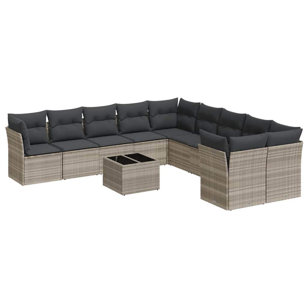 Set Divani da Giardino 11 pz con Cuscini in Polyrattan Grigio - homemem39