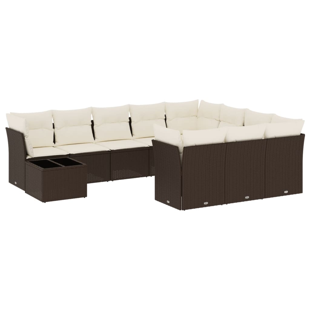 Set Divani da Giardino 11 pz con Cuscini Polyrattan Marrone - homemem39
