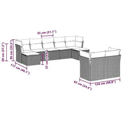Set Divano da Giardino 9pz con Cuscini Grigio Chiaro Polyrattan - homemem39
