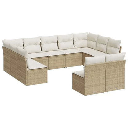 Set Divani da Giardino 11 pz con Cuscini Beige in Polyrattan - homemem39