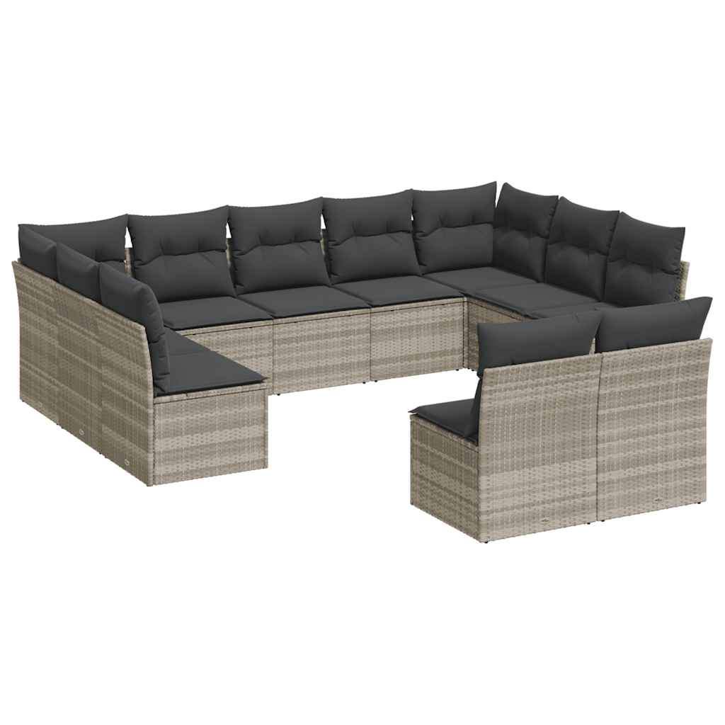 Set Divani da Giardino 11 pz con Cuscini in Polyrattan Grigio - homemem39