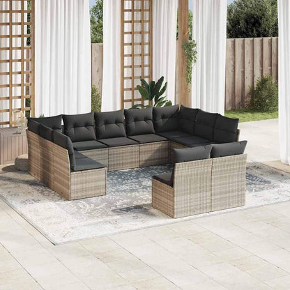 Set Divani da Giardino 11 pz con Cuscini in Polyrattan Grigio - homemem39