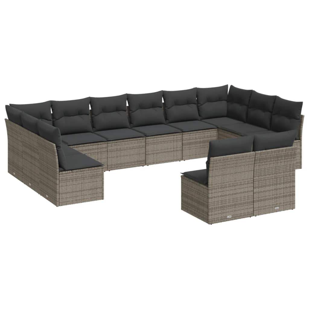 Set Divani da Giardino 12 pz con Cuscini Grigio in Polyrattan - homemem39