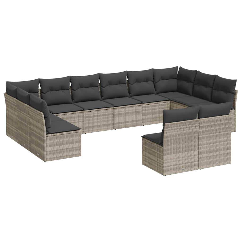 Set Divano Giardino 12 pz con Cuscini Grigio Chiaro Polyrattan - homemem39