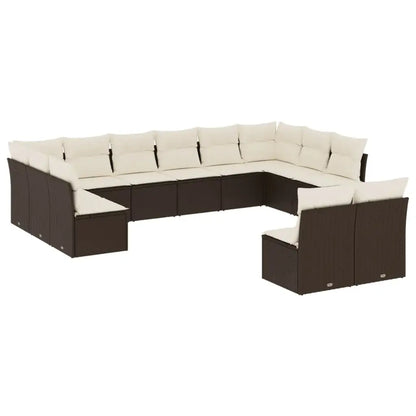 Set Divani da Giardino 12 pz con Cuscini Marrone in Polyrattan - homemem39