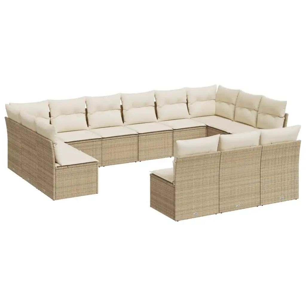 Set Divano da Giardino 13 pz con Cuscini Beige in Polyrattan - homemem39
