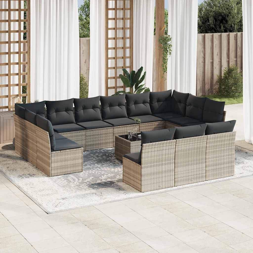Set Divani da Giardino 14pz con Cuscini in Polyrattan - homemem39