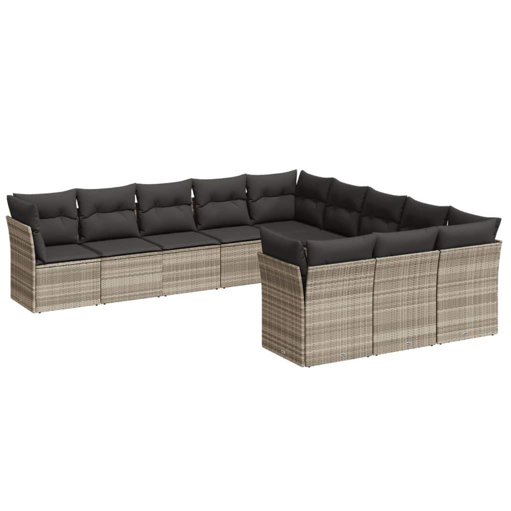 Set Divani da Giardino 11 pz con Cuscini in Polyrattan Grigio - homemem39