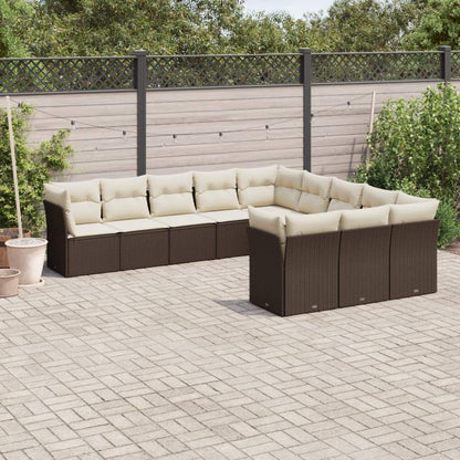 Set Divani da Giardino 11 pz con Cuscini Polyrattan Marrone - homemem39