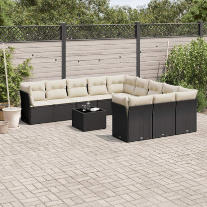 Set Divani da Giardino 12 pz con Cuscini Nero in Polyrattan - homemem39