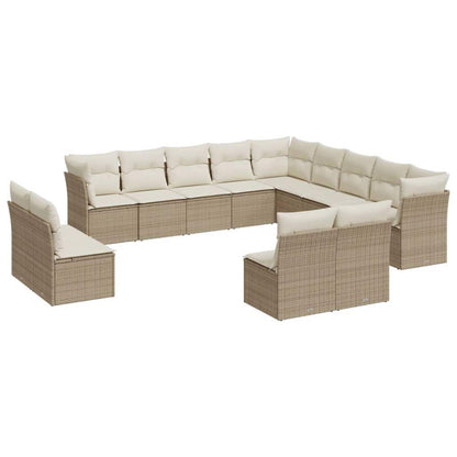 Set Divani da Giardino 12 pz con Cuscini Beige in Polyrattan - homemem39