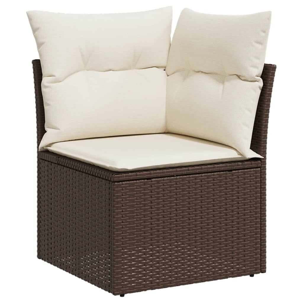 Set Divani da Giardino 12 pz con Cuscini Marrone in Polyrattan - homemem39