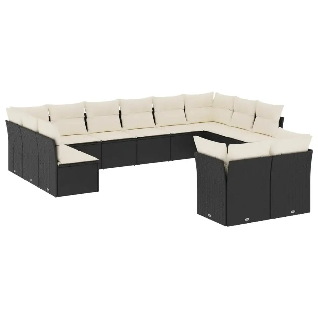 Set Divani da Giardino 12 pz con Cuscini Nero in Polyrattan - homemem39