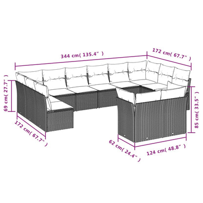 Set Divani da Giardino 12 pz con Cuscini Nero in Polyrattan | homemem39