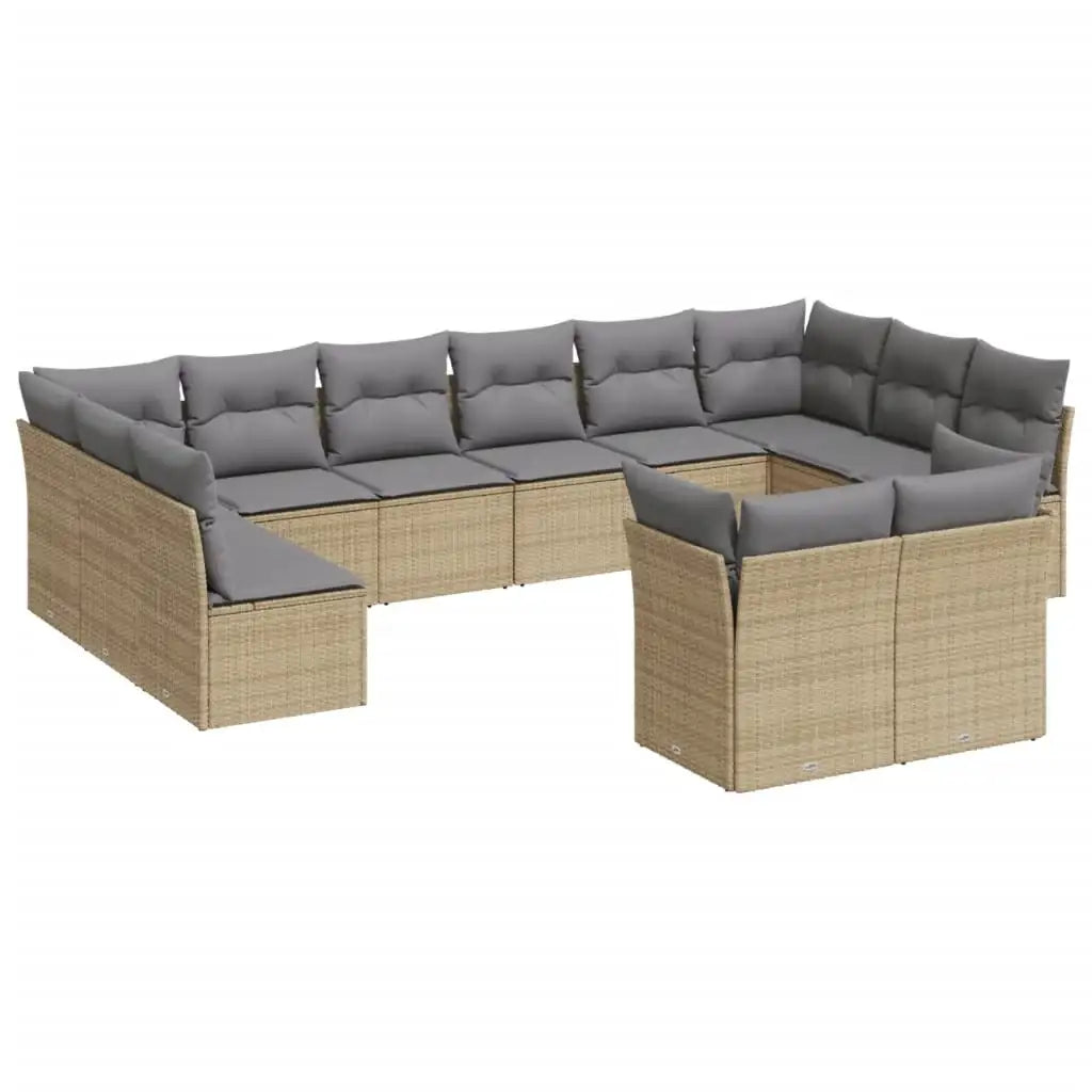 Set Divani da Giardino 12 pz con Cuscini Beige in Polyrattan - homemem39