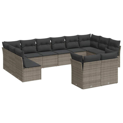 Set Divani da Giardino 12 pz con Cuscini Grigio in Polyrattan - homemem39