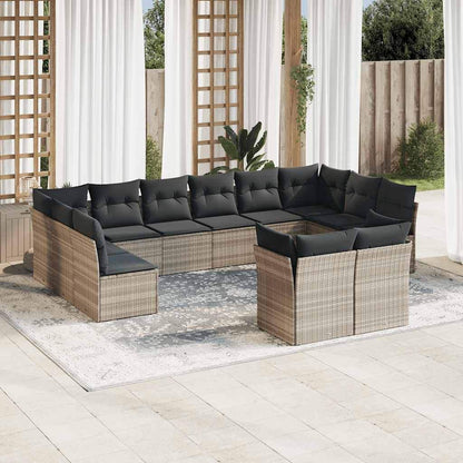Set Divano Giardino 12 pz con Cuscini Grigio Chiaro Polyrattan - homemem39