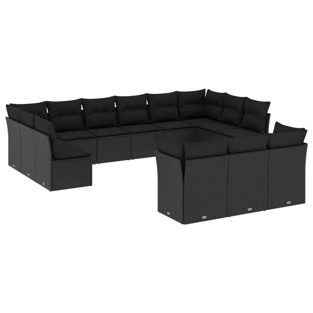 Set Divani da Giardino 13pz con Cuscini Nero in Polyrattan - homemem39