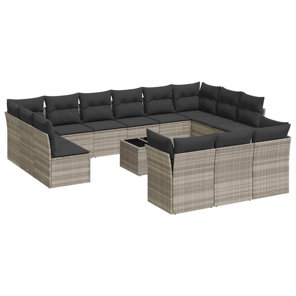 Set Divani da Giardino 14pz con Cuscini in Polyrattan - homemem39