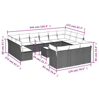 Set Divani da Giardino 14 pz con Cuscini Marrone in Polyrattan | homemem39