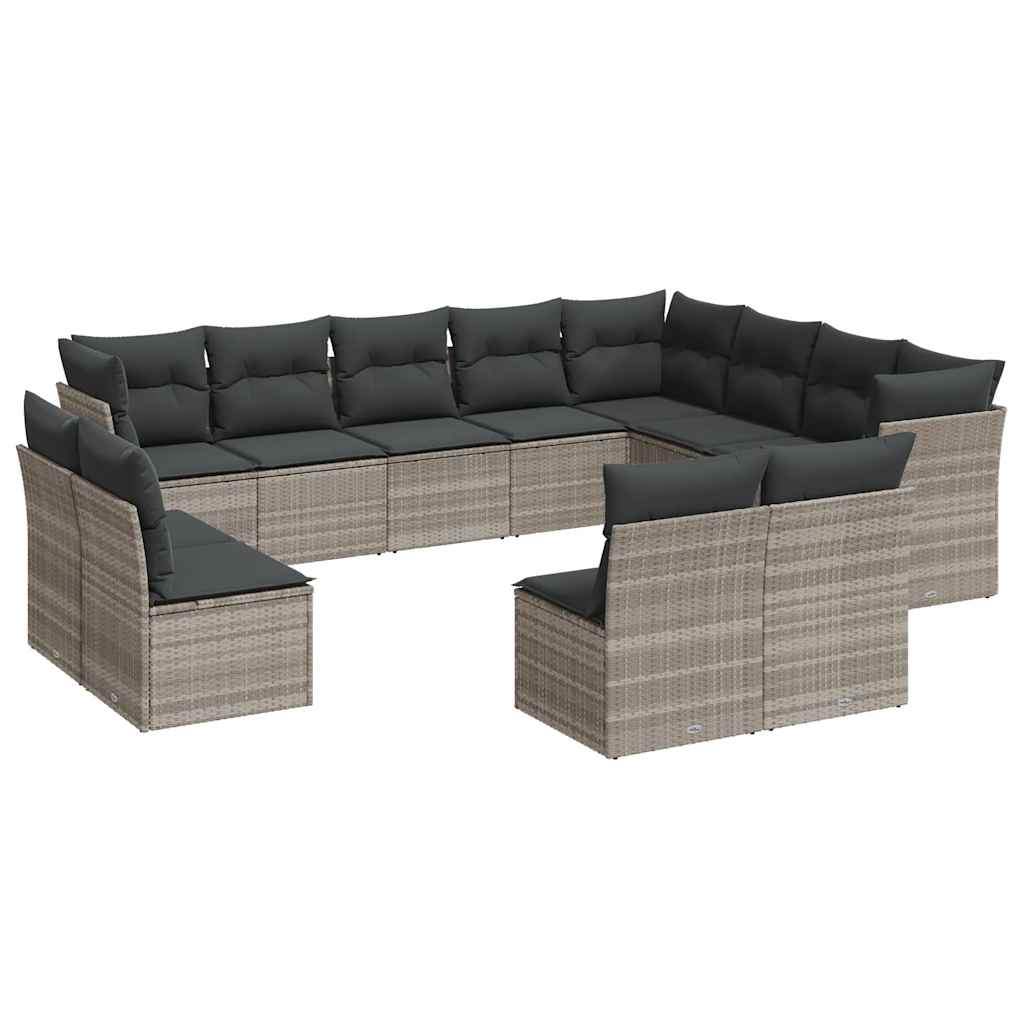 Set Divano Giardino 12 pz con Cuscini Grigio Chiaro Polyrattan - homemem39