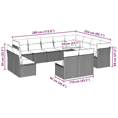 Set Divano Giardino 12 pz con Cuscini Grigio Chiaro Polyrattan - homemem39