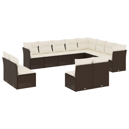 Set Divani da Giardino 12 pz con Cuscini Marrone in Polyrattan - homemem39