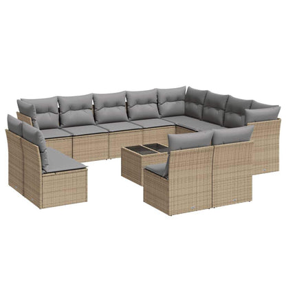 Set Divano da Giardino 13 pz con Cuscini Beige in Polyrattan - homemem39