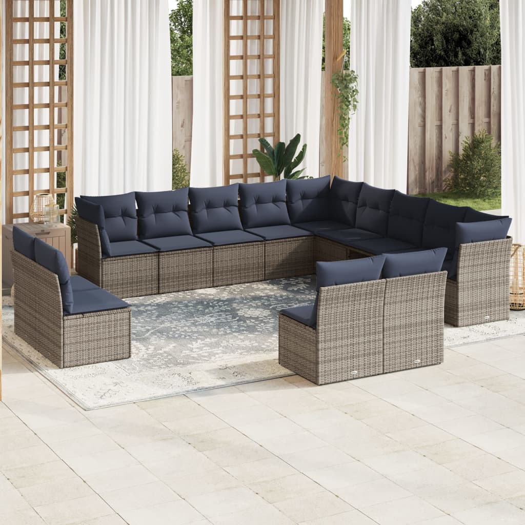 Set Divani da Giardino 13 pz con Cuscini in Polyrattan