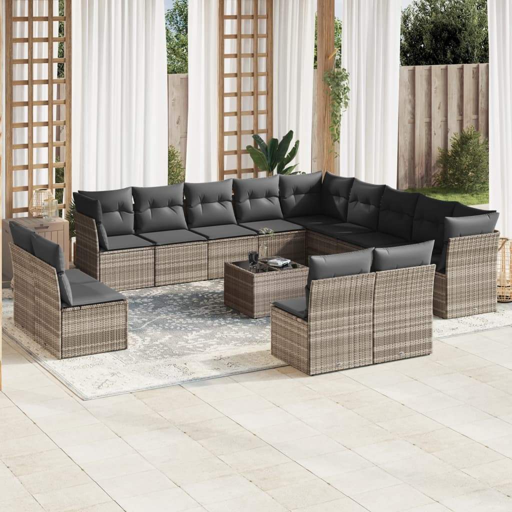 Set Divani da Giardino 14pz con Cuscini in Polyrattan - homemem39