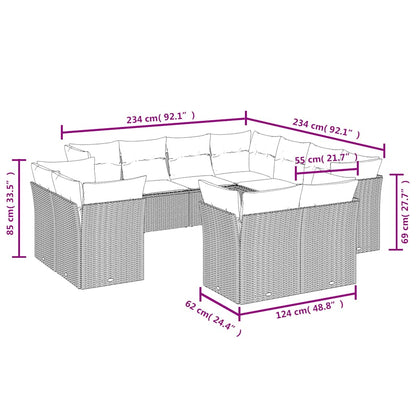 Set Divani da Giardino 11 pz con Cuscini in Polyrattan Nero | homemem39