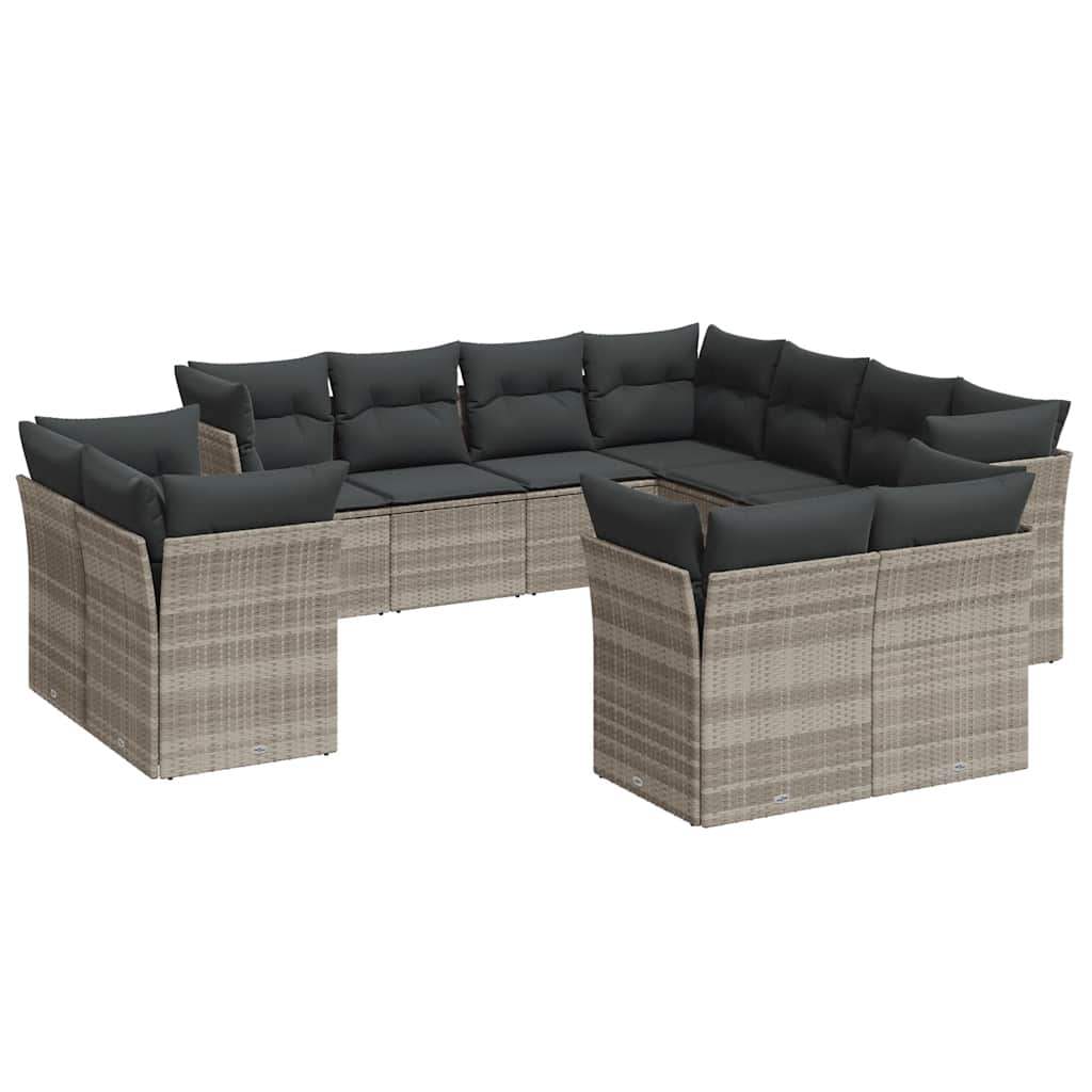 Set Divani da Giardino 11 pz con Cuscini in Polyrattan Grigio - homemem39