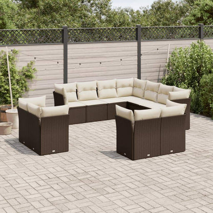 Set Divani da Giardino 11 pz con Cuscini Polyrattan Marrone - homemem39