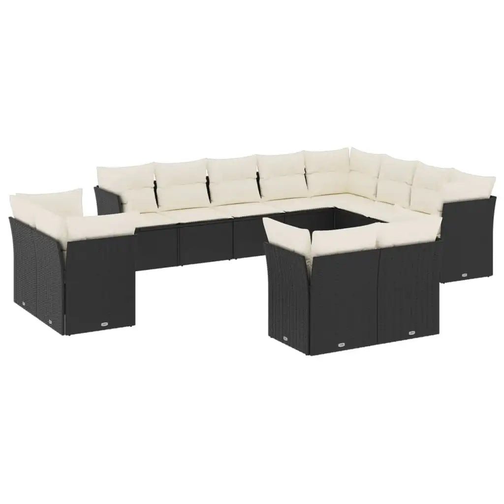 Set Divani da Giardino 12 pz con Cuscini Nero in Polyrattan - homemem39