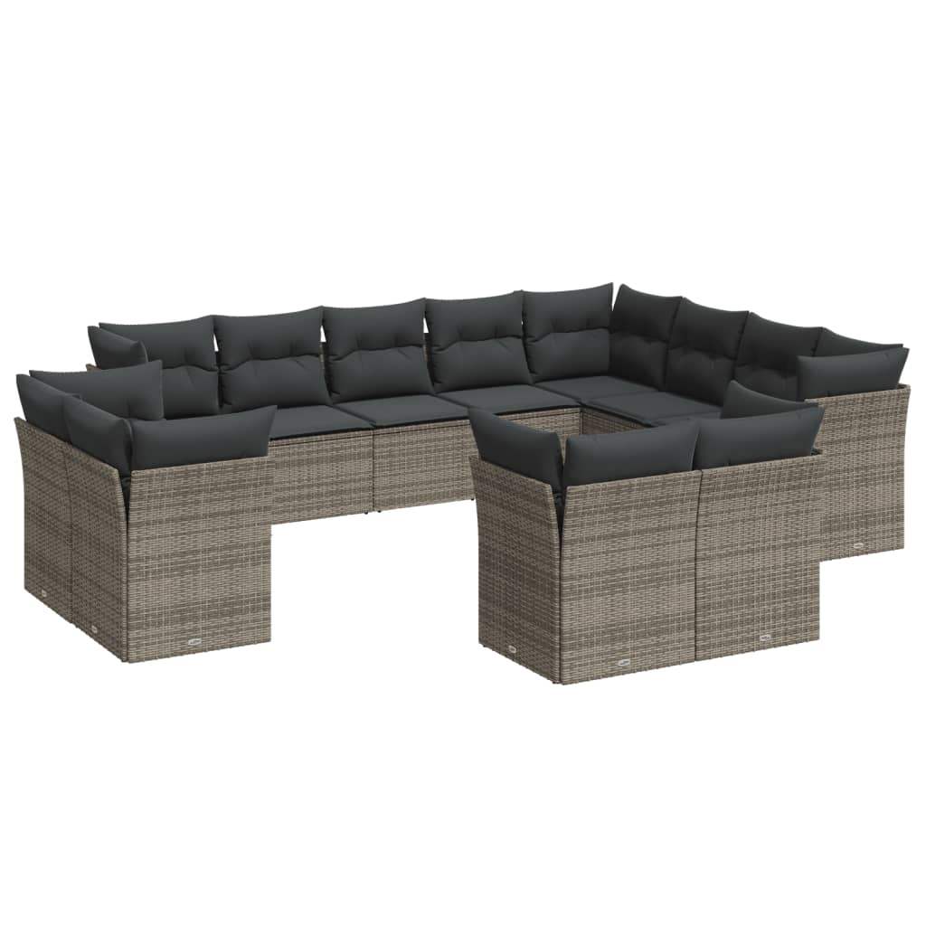 Set Divani da Giardino 12 pz con Cuscini Grigio in Polyrattan - homemem39