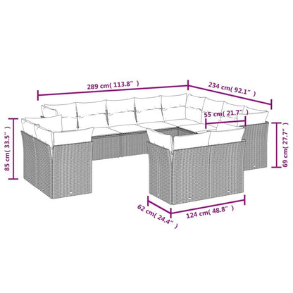 Set Divani da Giardino 12 pz con Cuscini Grigio in Polyrattan - homemem39