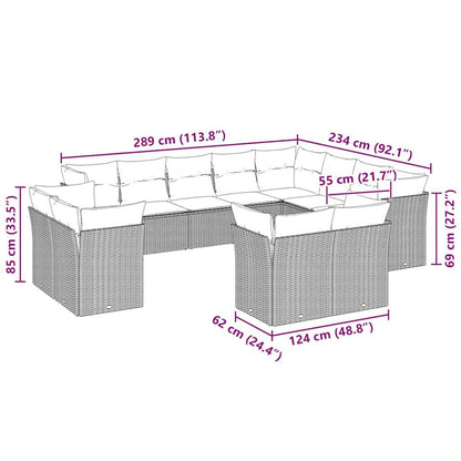 Set Divano Giardino 12 pz con Cuscini Grigio Chiaro Polyrattan - homemem39
