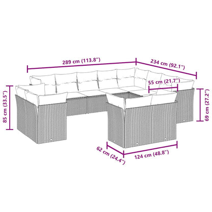 Set Divani da Giardino 12 pz con Cuscini Marrone in Polyrattan