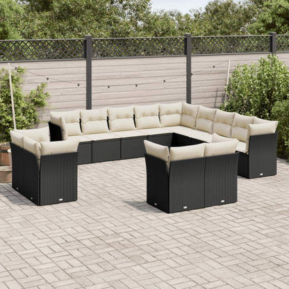 Set Divani da Giardino 13pz con Cuscini Nero in Polyrattan - homemem39
