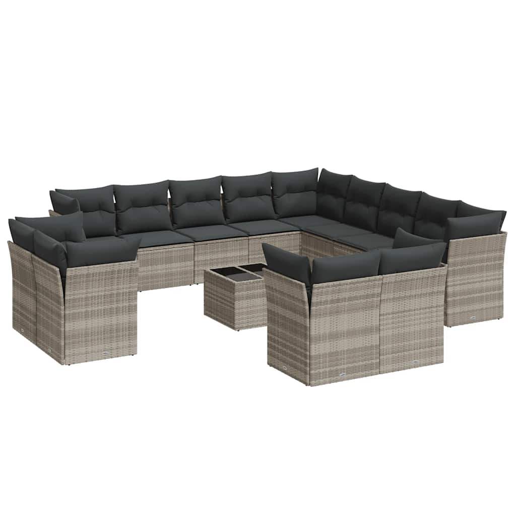 Set Divani da Giardino 14pz con Cuscini in Polyrattan - homemem39